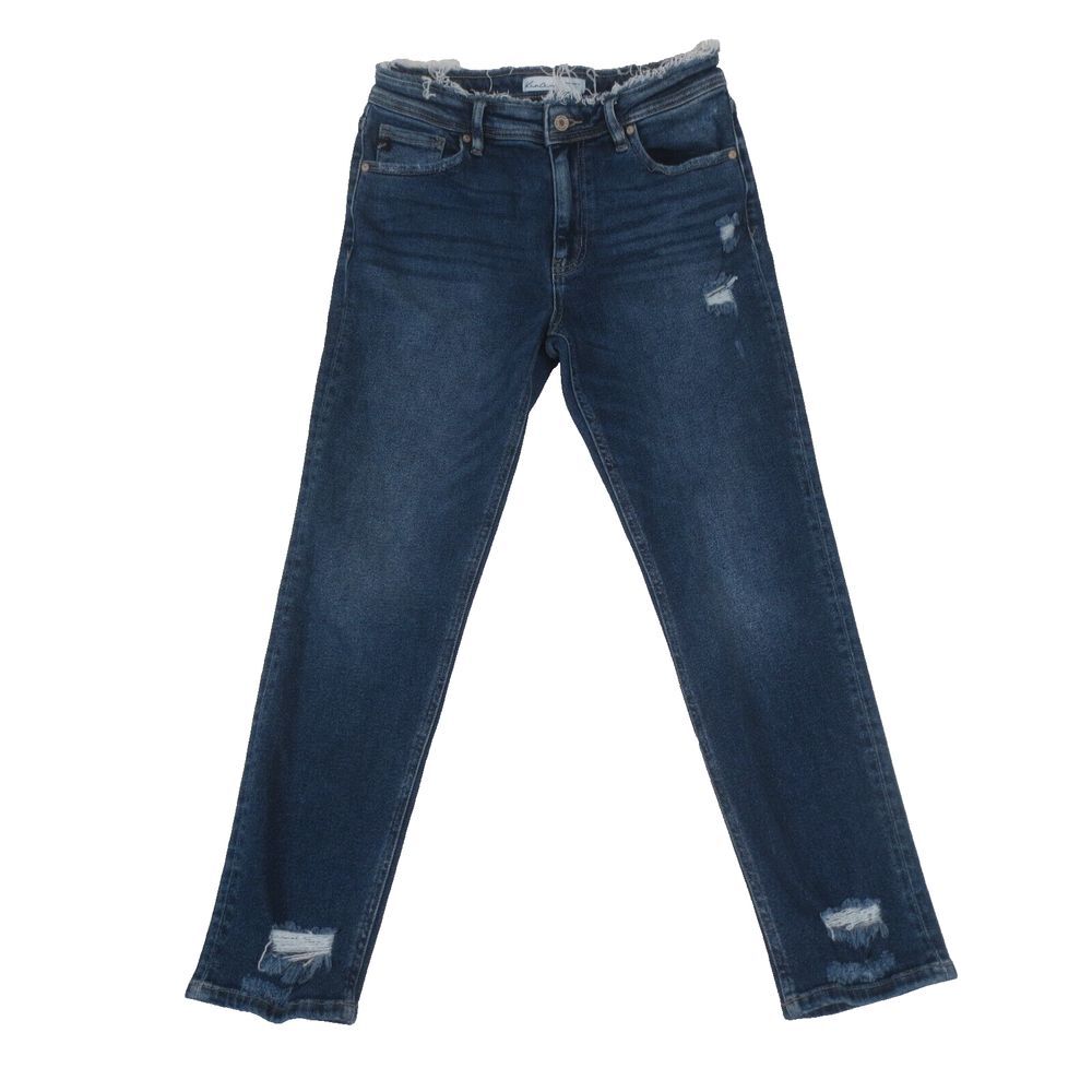 Kancan Estilo Jeans Womens 26 Blue Slim Straight Mid Rise Ankle Distressed Denim